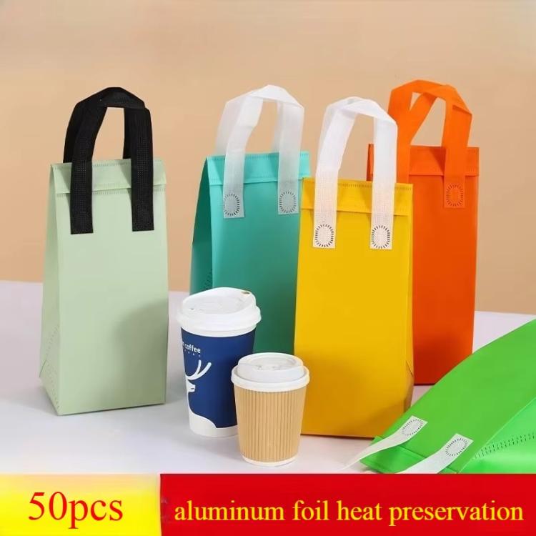 Aluminum Foil Thermal Takeaway Bag, 50 Bags In One Package, Size: 21x26x11cm, Small 21x26x11cm, Medium 24x24x15cm, Large 26x26x17cm, Extra Large 30x30x20cm